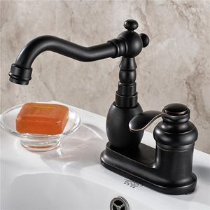 Rubinetti per lavandino del bagno Rubinetti per lavabo monocomando in bronzo lucidato a olio di lusso con maniglia singola Anf287