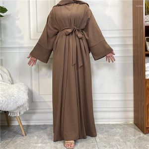 Abbigliamento etnico 2 pezzi Abaya abbinato Musulmano Set Kimono Abaya per le donne Dubai Turchia Slip senza maniche Hijab Abito arabo Ramadan Islam