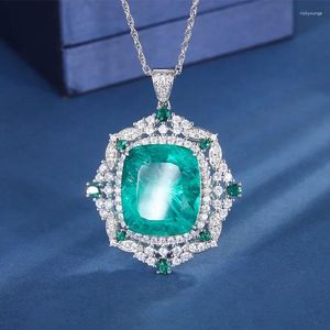 Pendant Necklaces SrJewelry Copper Bottom Gold Plated Imitation Emerald Violet Luxury Square 20 23 Necklace Jewelry