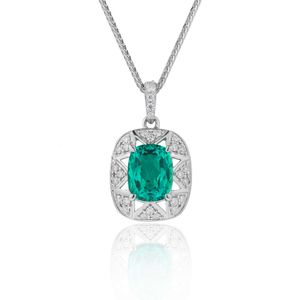 Lokkei Biała złoto Sterling Sier Owalny Cut Green Emerald Gem Moissanite Stone Naszyjnik