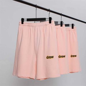 Högkvalitativ Drew Letter Tryckt Terry Sports Casual Shorts Mens och Womens Loose Five Point Middle Pants Fashion Ins Street Shorts