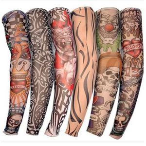 Ärmmän och kvinnor nylon tillfällig tatuer armstrumpor överleeves falska tatueringärmar294g