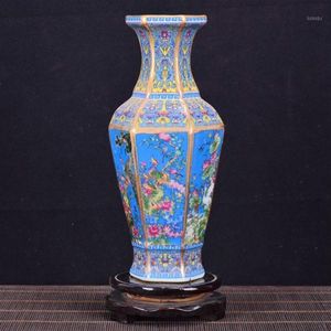Antik kunglig kinesisk porslinvas dekorativ blommor för bröllop dekoration potten jingdezhen porslin julklapp1215z