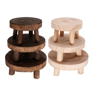 Garden Decorations Solid wood circular desktop plant bracket creative flower pot base display rack footstool family garden courtyard decoration