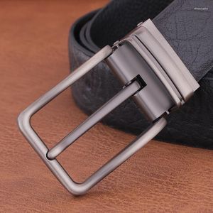 Belts Black Pin Cowskin Buckle High Quality Fashion Full Grain Leather Corset Casual Belt Young Men Ceinture Homme