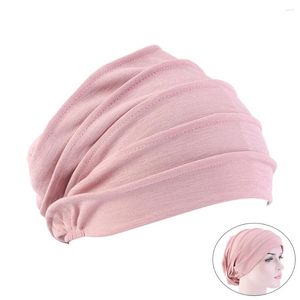 Berets Cotton Hat Chemotherapy Headscarf Wrap Turban Sleep For Women (Pink)