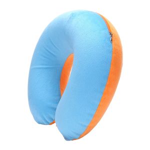 Cuscino da viaggio a forma di U per auto, volo aereo, cuscino gonfiabile per il collo, copertura in peluche corta, supporto in PVC, poggiatesta, morbido cuscino per allattamento