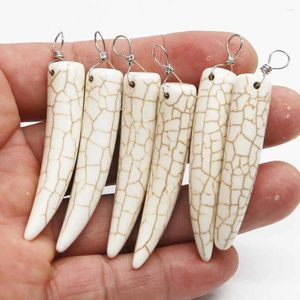 Pendant Necklaces Natural Semi Precious Stone Bull Horn Piercing Necklace Charms Fashion Jewelry Accessories Wholesale 20Pcs