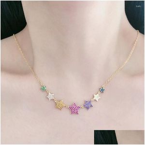 Pingente colares pingente colares doce romântico colorf estrelas corrente colar jóias para mulheres namorada presentes de natal nupcial qua dhlrg