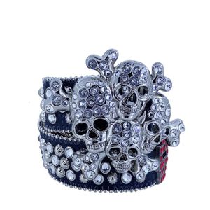 Bb Simon Belts Top Quality Luxury Designer Belt Skull Needle Buckle Belt Designer For Womens Mens Waistbands Belts Full Rhinestones Golden Multicolored Wholesale