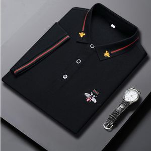 Camisetas masculinas Designer masculino Mercerized Cotton Men's Polo Camisa 2023 Verão Novo Bordado de Bordado Trendência