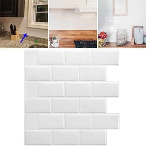 Wall Stickers 30.5 30.5cm 3D Epoxy Water Oil Proof Stains Interior Decor Thicken Automatic Paste Three-dimensional White Brick