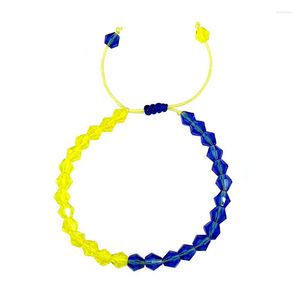 Strand ABL174 Handmade Yellow Blue Color Blocking Ukraine Flag Hand Weave Braided Ribbon Adjustable Bracelets For Women Jewelry Pulse