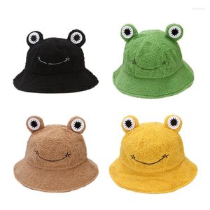 Beretti donne cappello da secchio inverno cappelli da peluche caldi cartone animato per il design di rana pescatore c goccia