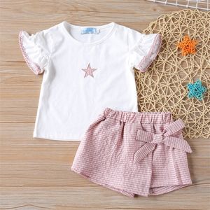 Kleidung Sets Sommer Mädchen Set T-ShirtShorts 2 Stücke Casual Anzug Sportbekleidung Kind Kleidung Kinder Anzug Baby Mädchen Kleidung 230422