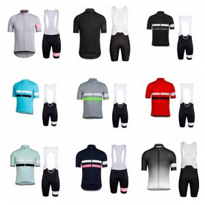 Rapha Bisiklet Kısa Kollu Jersey Bib Şort Setleri Yaz Erkekler Spor Açık Hava Giyim Nefes Alabilir Yarış Bisiklet Giyim Y2102063