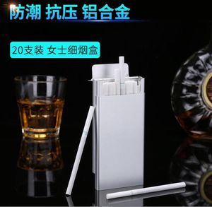 Smoking Pipes Men's and Women's New Aluminum Alloy Cigarette Case Portable Fine Branch Cigarette Case Integrated Soft and Hard Package Universal