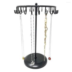 Jewelry Pouches Rotating Ring Display Holder Organizer Necklace Stand Rack 23 Hooks Metal Shelf Home Goods