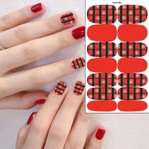 False Nails Christmas Semi-Cured Gel Nail Stickers UV/LED Lamp Cured Decorations varar Full Art Cover Long L5B6