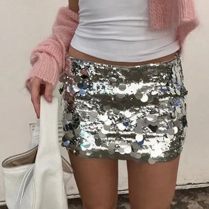 Skirts Women Mini Skirts Sexy Girl Sequined Light-Reflecting Short Type Sheath Skirt Carnival Party Clothings Dress 231121