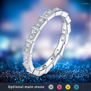 Cluster Rings Fashion Series Mechanical Snake 0.2CT 925S High Clarity D Color VVS1 Lab-Created CVD HPHT Moissanite Diamond for Women