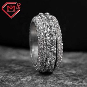 Designer Jewelry Hot Sale Iced Out Band Ring For Rappers Sterling Silver Hip Hop Moissanite Eternity Rings For Men