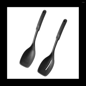 Spoons Silicone Cooking Spoon Non-Stick Slotted And Solid Set With Deep Bolw Measurement Mark For Mixing Serving