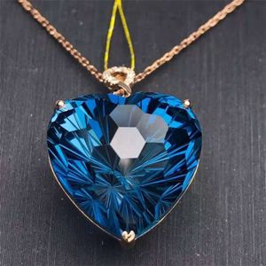 Großer Edelsteinschmuck Großhandel Gold Südafrika Echtdiamant 19,22 Karat natürlicher Londoner Blautopas Halskettenanhänger für Frauen