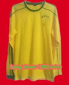 Футбольные майки с длинным рукавом 1998 года в стиле ретро Бразилии Карлос Ромарио Роналду Роналдиньо camisa de futebol Футбольные рубашки BraziLS RIVALDO ADRIANO