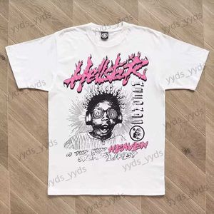 Мужские футболки Хлопковая футболка Hellstar Разноцветная футболка с буквенным принтом High Street 1 1 Мужская и женская черно-белая короткая футболка T231122
