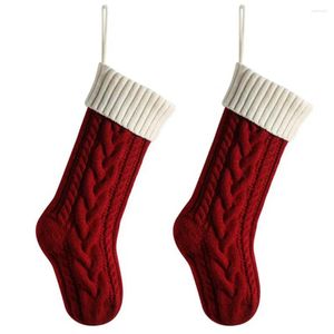 Christmas Decorations Stocking Set With Diy Tag Knitted Xmas Stockings Faux Leather Patch Festive Fireplace For Kids