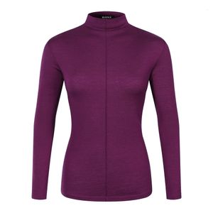 Roupa térmica feminina 100% Merino Lã Base Camada Mulheres Merino Lã de manga longa Mock Turtleneck Camisetas Mulheres Roupa Térmica Maldição Anti-odor 231122