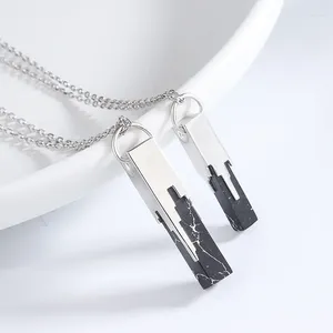 Pendants S925 Sterling Silver Couple Necklace - A Pair Of Male And Female Hip Hop Long Pendant Collar Chain Versatile Item Jewelry