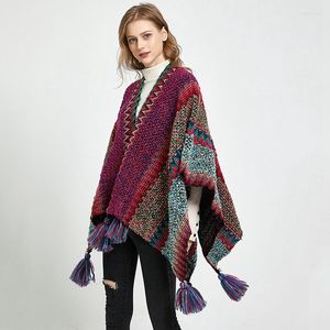 Schals Weihnachtsschal Geschenk Wollähnlicher Pashmina Stripe Weave Cardigan Sweater Knit Ball Multi-Color Lovers Shawl Long Cashmere Poncho