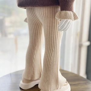 Spodnie słodkie dziewczyny dzianiny legginsy jesienne zima córeczka szczupła elastyczność Pleszczone spodnie Dzieci szerokiej nogi spodnie dziecięce odzież 231122