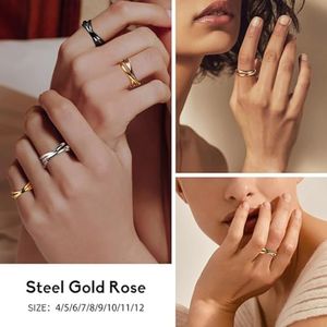 Design de luxo empilhando anéis cruzados de três anéis anéis de banda interligados para mulheres meninas anel de promessa minimalista para amor/noivado/casamento