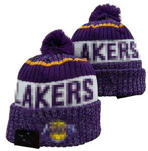 Шапки LAKERS Los Angeles Bobble Hats Бейсболка Хоккейные кепки 2023-24 Модельер-ведро Шапка массивной вязки Шапка-бини с искусственным помпоном Рождественская шапка Спортивные вязаные шапки a3