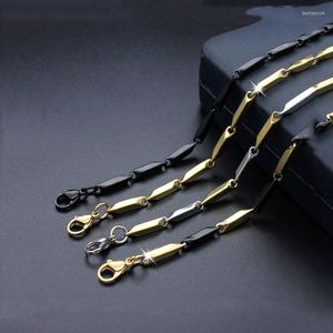 Chains 20 Inches Rhombus Gold Black Silver Color Stainless Steel Ball Station Chain Floating Locket Necklace