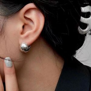 Backs Earrings S925 Sterling Silver Simple Round Ball Ear Buckle Female Classic Everything Stylish Glossy Spherical Temperament Jewelry