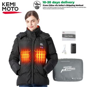 Roupa íntima térmica feminina KEMIMOTO Jaqueta aquecida para motocicleta USB Power Bank Roupas de algodão Casaco Homens Mulheres Jaqueta de aquecimento Esqui Caminhadas Roupas quentes de inverno 231122