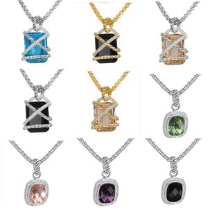 Designer Dy Luxury Top quality With box designer DY jewelry luxury Pendant necklaces for Women men 15mm Square Gemstone 925 Sterling Silver Free Shipping diamond