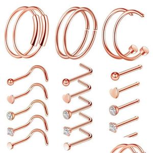 Nasenringe Ohrstecker Nasenringe Ohrstecker Diamantring Antiallergie Nasenstecker Schrauben Rose Ball Piercing Frauen Schmuck Hoop Drop Ship 206 De Dhua3