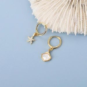 Hoopörhängen Starfish Shell Dingle Sasymmetric Abstract Star for Women Short Hollow Earings Fashion Jewelry