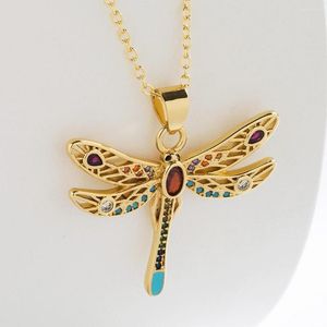 Colares pendentes mafisar design mulheres de alta qualidade colar de zircão de cobre dragonfly banhada a ouro para feminino para joalheria de animais fofos presentes