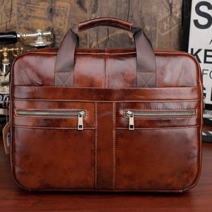 Briefcases Selling Men's Bag Crossbar Handbag Top Layer Leather Leisure One Shoulder Business Outdoor Sports Notebook