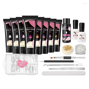 Nagelkonstpaket Poly Extvention Gel Set Manicure Kit Snabbförlängning Byggnad för Starters Professional