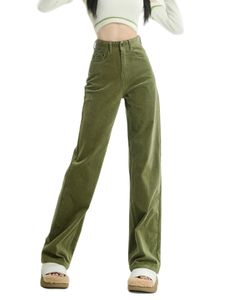 Women's Pants Capris ZHISILAO Corduroy High Waist Straight Pants Women Vintage Casual Wide Leg Full Length Trousers Autumn Winter Streetwear 230422