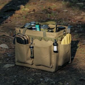 Torby do przechowywania Ulepsz na zewnątrz torba na mączek na zewnątrz duża pojemność składana tkanina Oxford Travel Travel Picnic Lampa gazowa zastawa stołowa