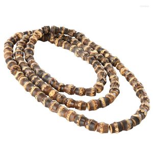 Catene Vintage Unique Handmade 108 collana di perline buddista di radice di bambù nero naturale