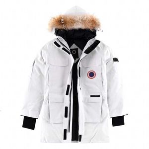 Jaqueta de penas de ganso 08 Expedption feminina e masculina 08s gola de pele de lobo comprimento médio inverno novo estilo canadense superou roupas grossas de alta qualidade pato branco menl1ji